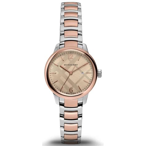 burberry gold check watch double tone|Burberry Ladies Two Tone The Classic Check Watch .